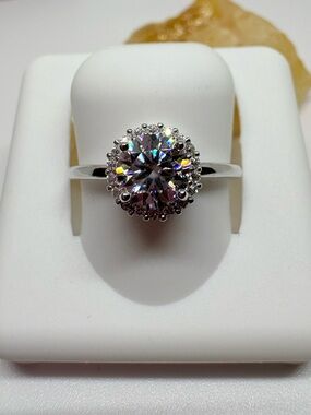 Sterling Silver Moissanite Solitaire Ring Size 6